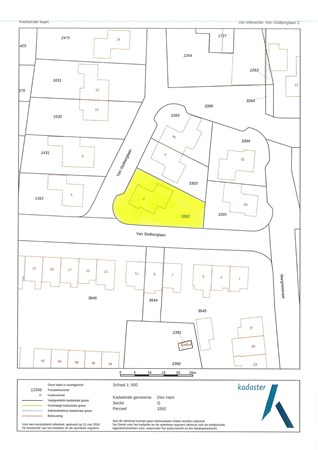 Plattegrond - Van Stolberglaan 2, 7681 GC Vroomshoop - gekleurde kadastrale kaart.jpg